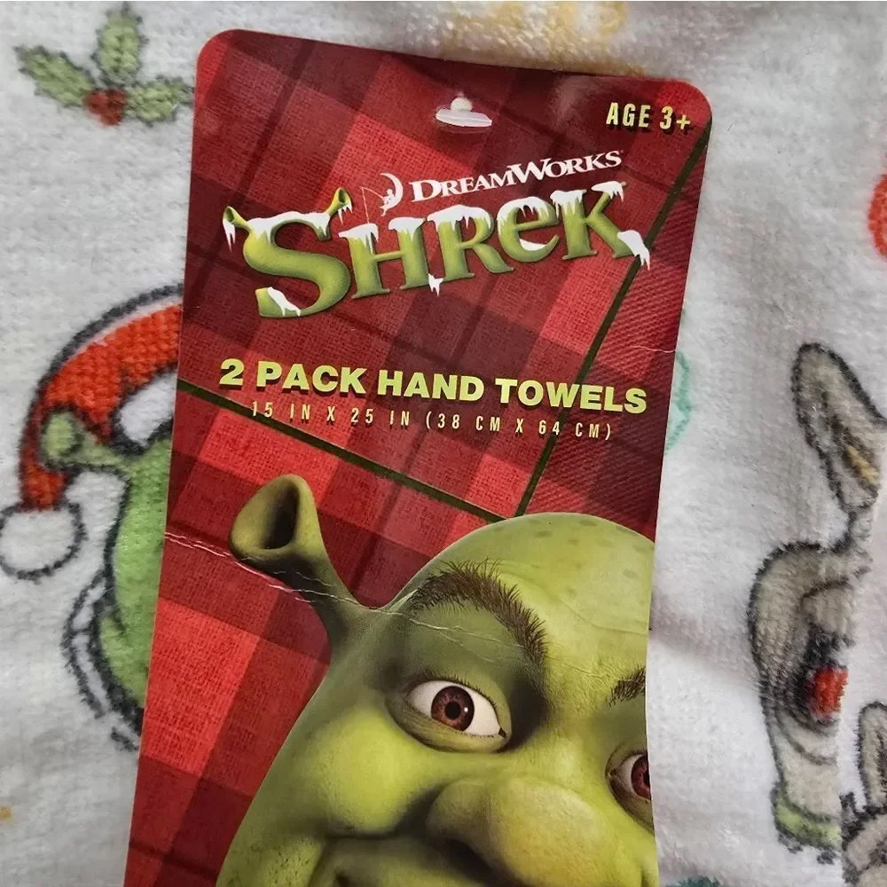 Nwt Christmas 2pc Shrek Hand Towels Set, 15